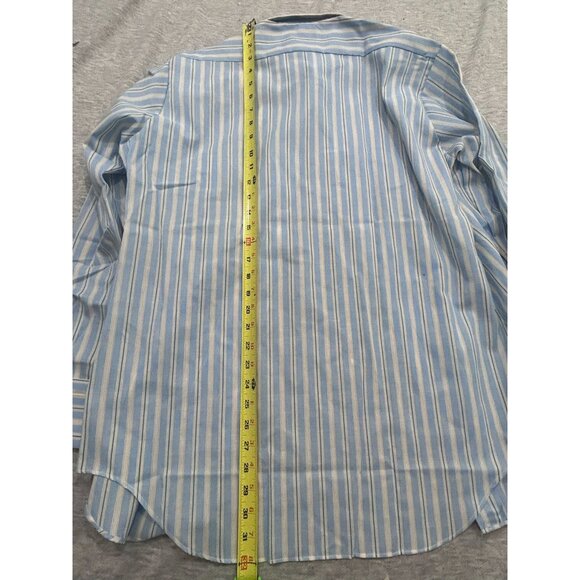 Forsyth Button Down Shirt Men's Size 15 Striped Dress Shirt Causal Blue - Picture 7 of 8